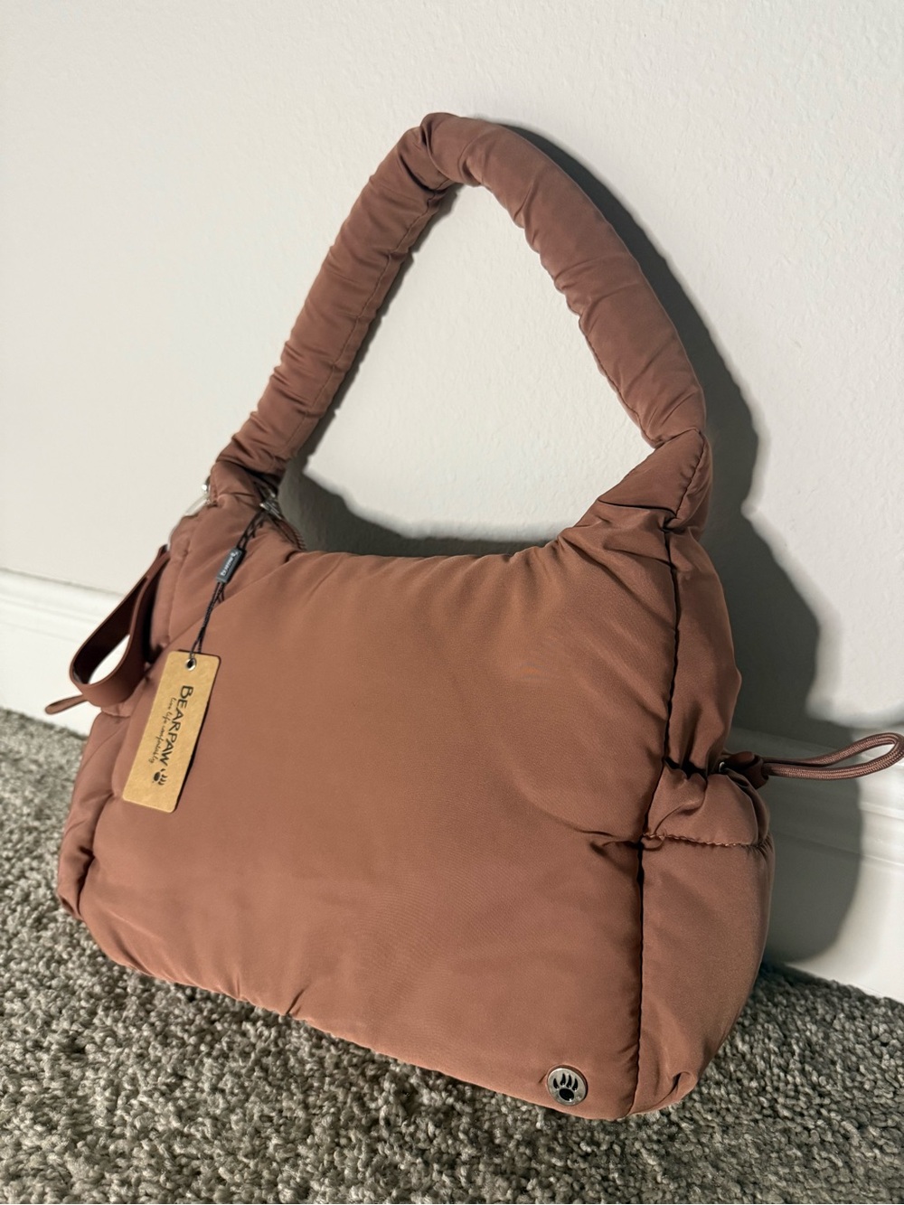 BearPaw Quilted Shoulder Bag in Medium Brown